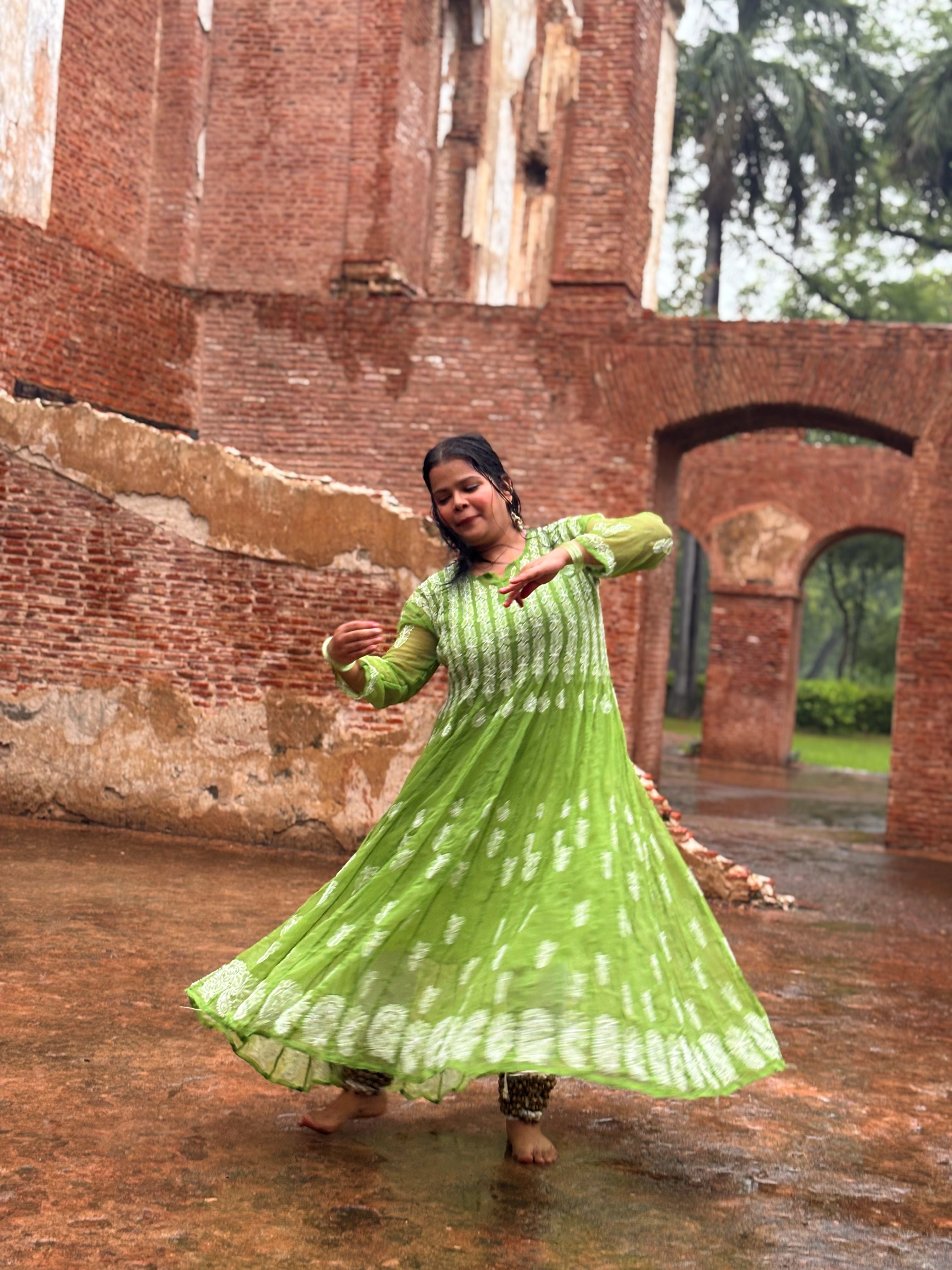 Leher- Chikankari Anarkali Frock
