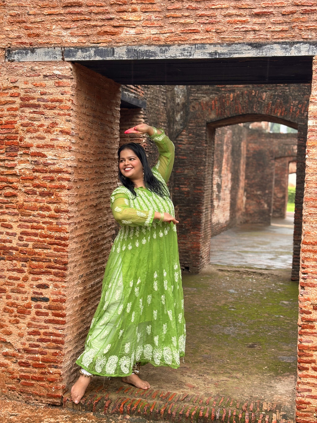 Leher- Chikankari Anarkali Frock