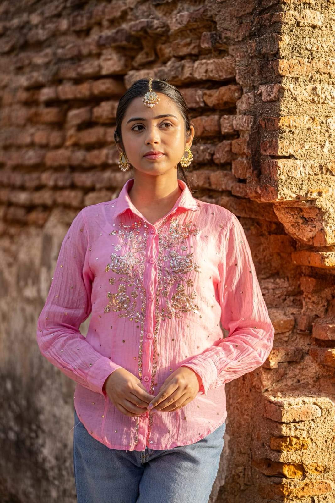 Sitara - Pink Mul Chanderi with Mukaish