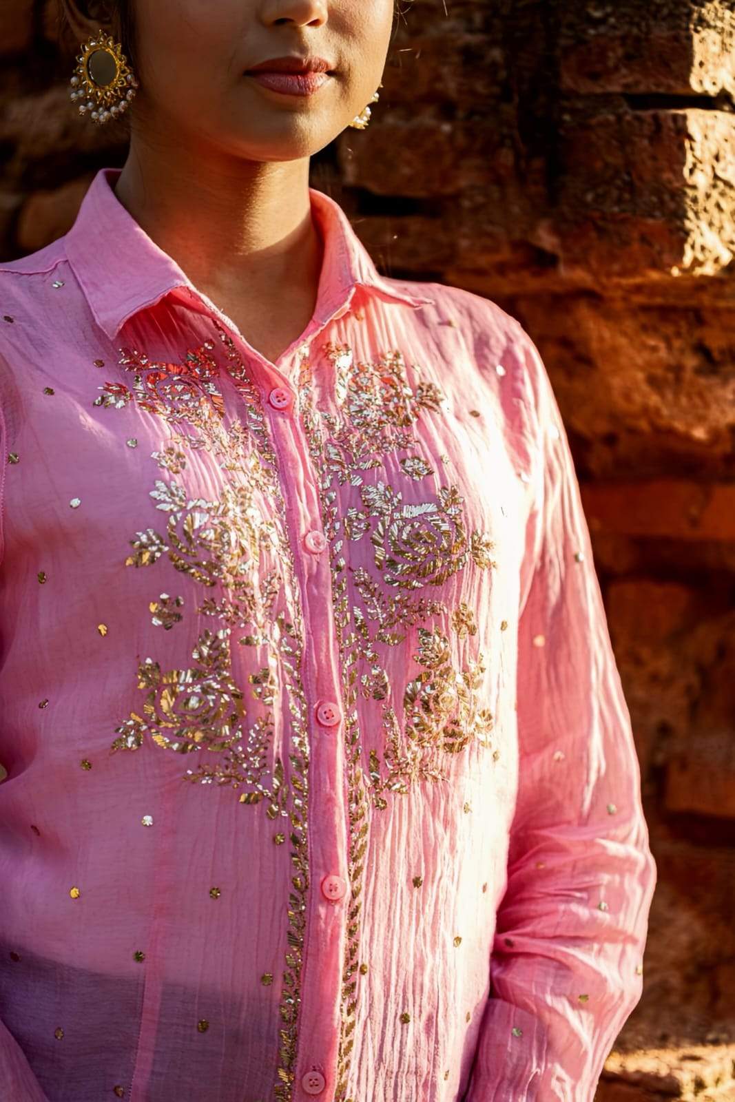 Sitara - Pink Mul Chanderi with Mukaish