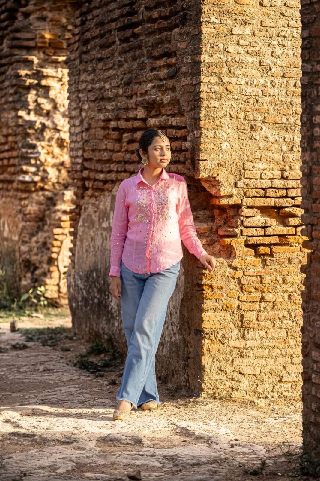 Sitara - Pink Mul Chanderi with Mukaish